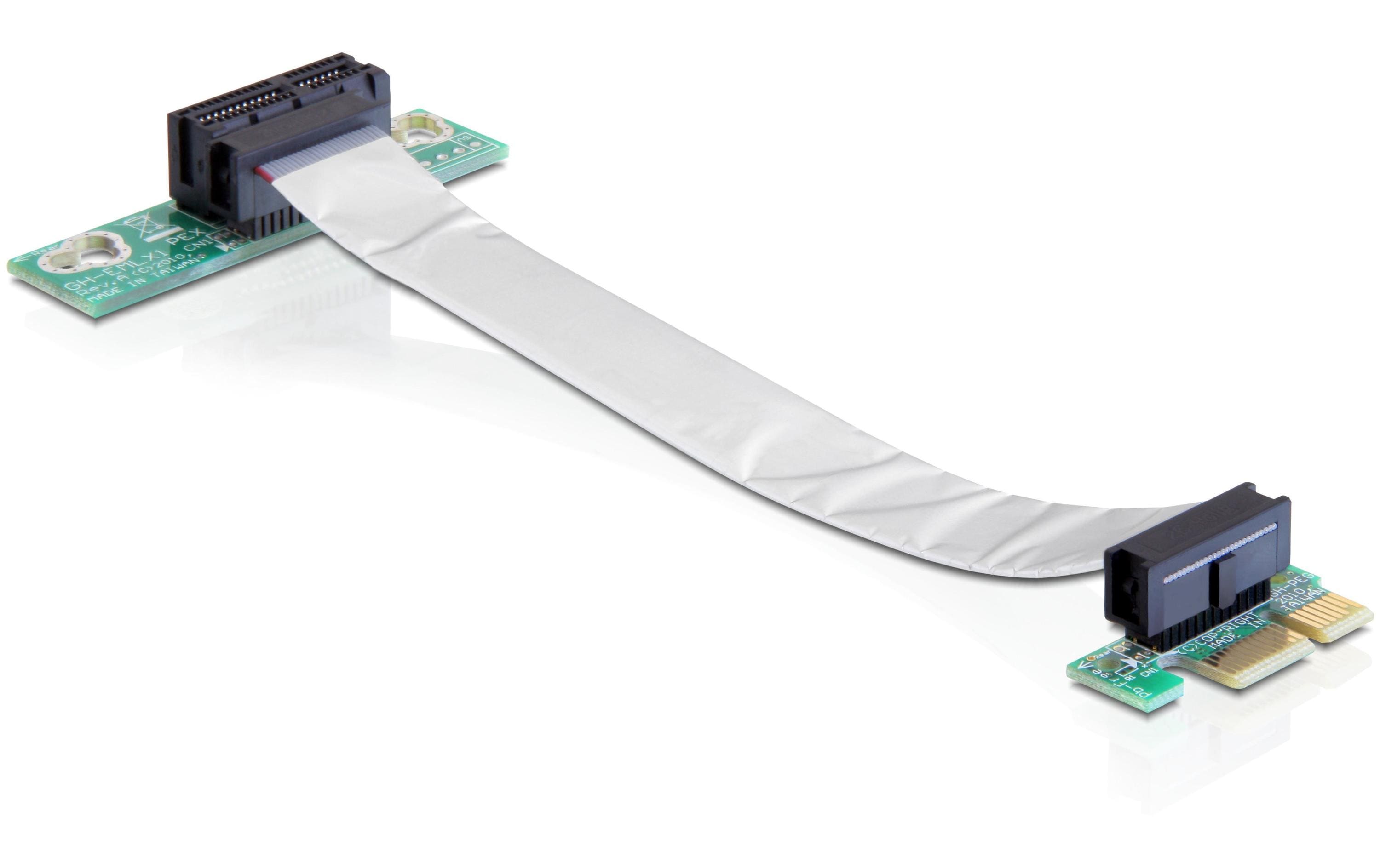 620836 - Mediatech Delock PCI-Express Riserkarte, x1 zu x1 13cm Kabel flexibel, links gewinkelt