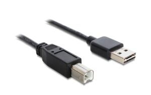 USB2.0-Kabel Easy A-B: 0.5m, schwarz A Stecker beidseitig einsteckbar