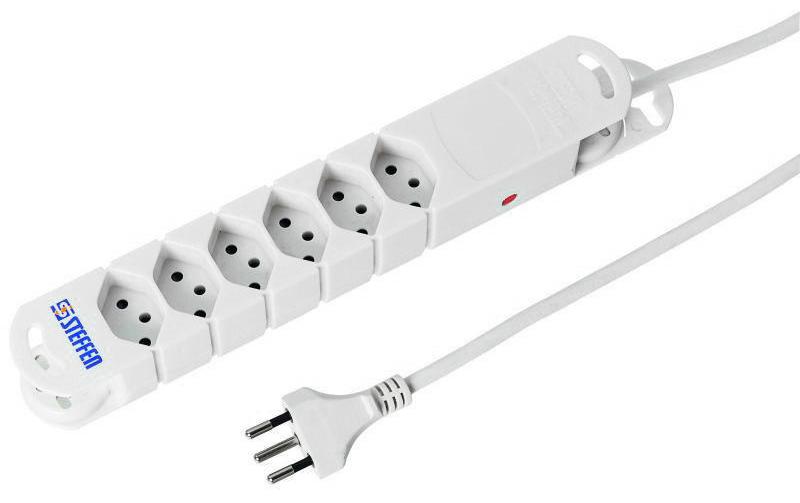 636820 - Mediatech STEFFEN Steckerleiste STEBA VARIABL, 6xT13 5m Kabel, weiss, Reset-Knopf, mit Magnet kaufen Schweiz | Mediatech.ch