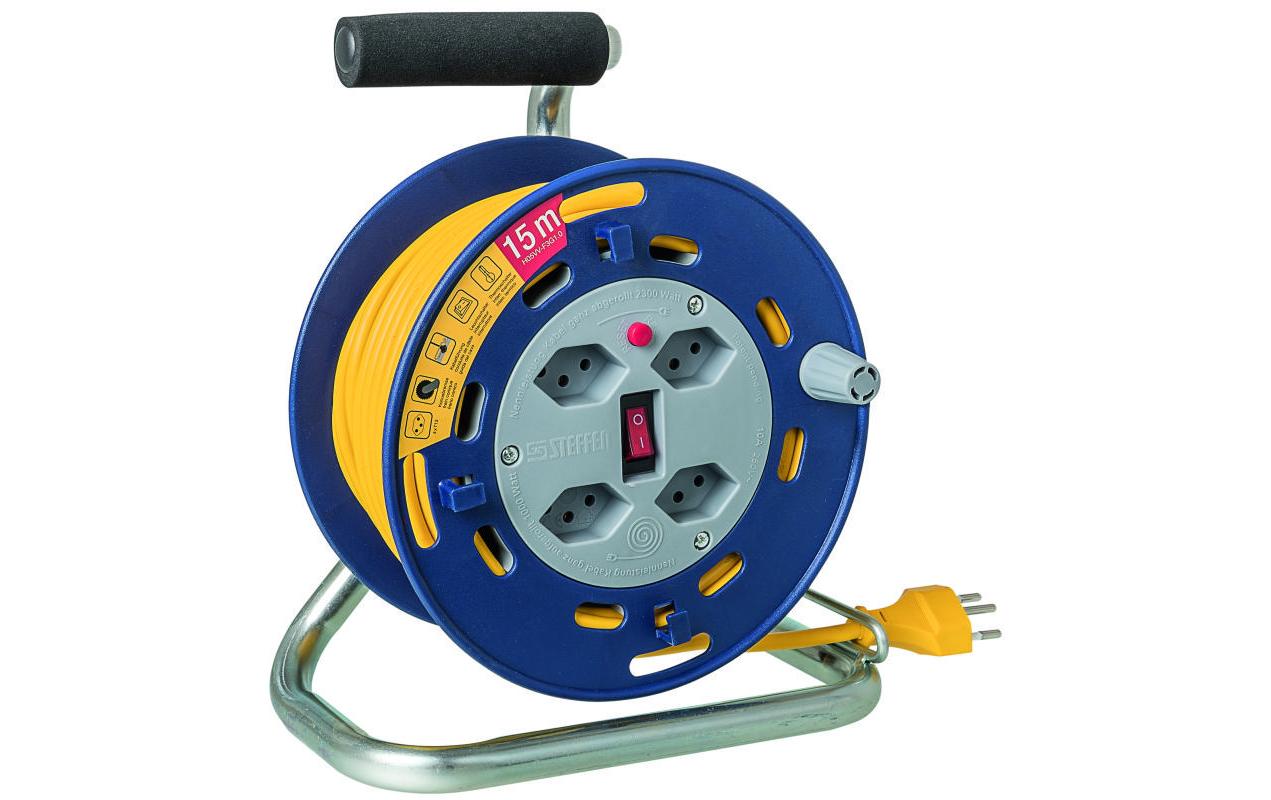 636823 - Mediatech STEFFEN STERO LOOP Kabelrolle 15m 4xT13, Td3x1mm2, Thermoschutz, Konusbremse kaufen Schweiz | Mediatech.ch