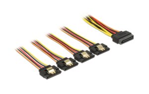 Delock SATA Stromadapter 4x SATA, gerade 15cm, fü 12V / 5V / 3.3V SATA Geräte