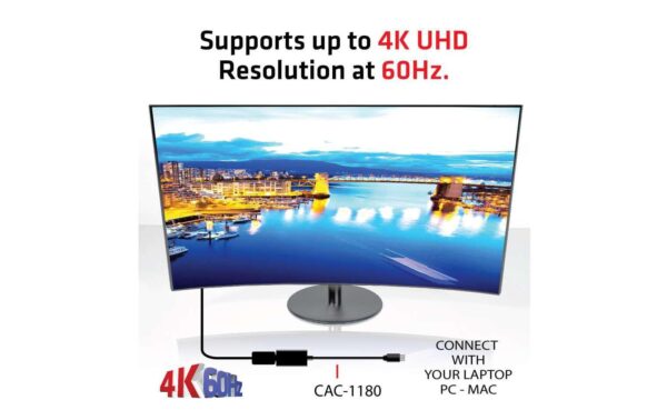 Club 3D, Adapterkabel mDP 1.4 auf HDMI 2.0a HDR, L= 184 mm