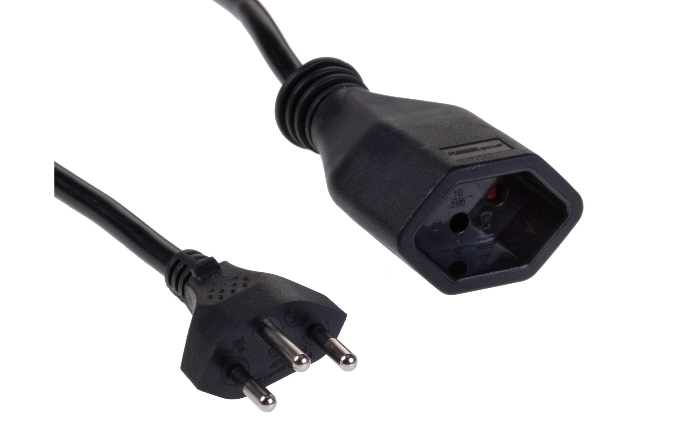 679458 - Mediatech F.power Verlängerungskabel T13-T12 3.0m sw 230V, H05VV-F 3G1.00, schwarz (5/40)
