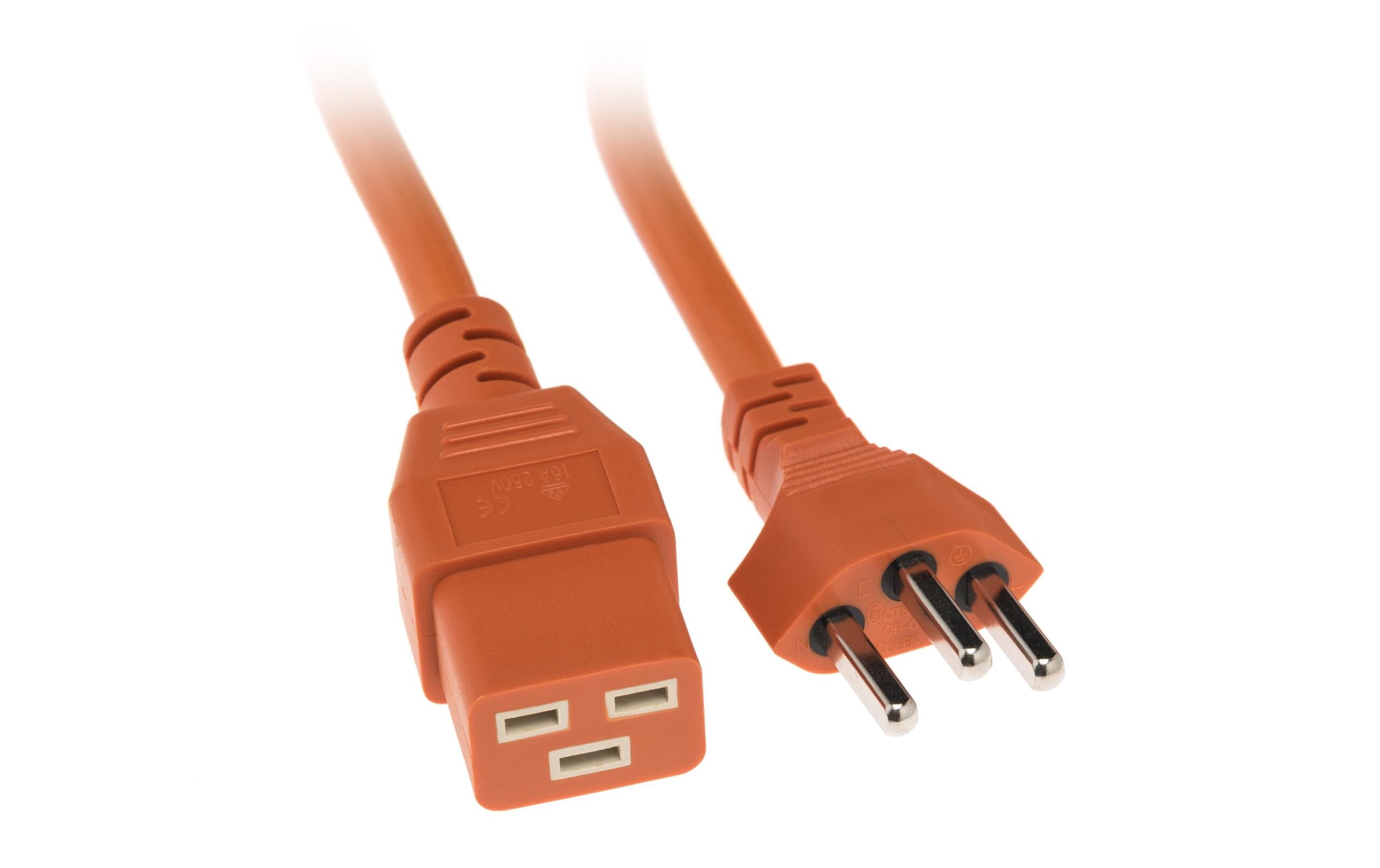 715904 - Mediatech Netzkabel T23 - C19, orange 3m Kabel, H05VV-F 3G1.5mm
