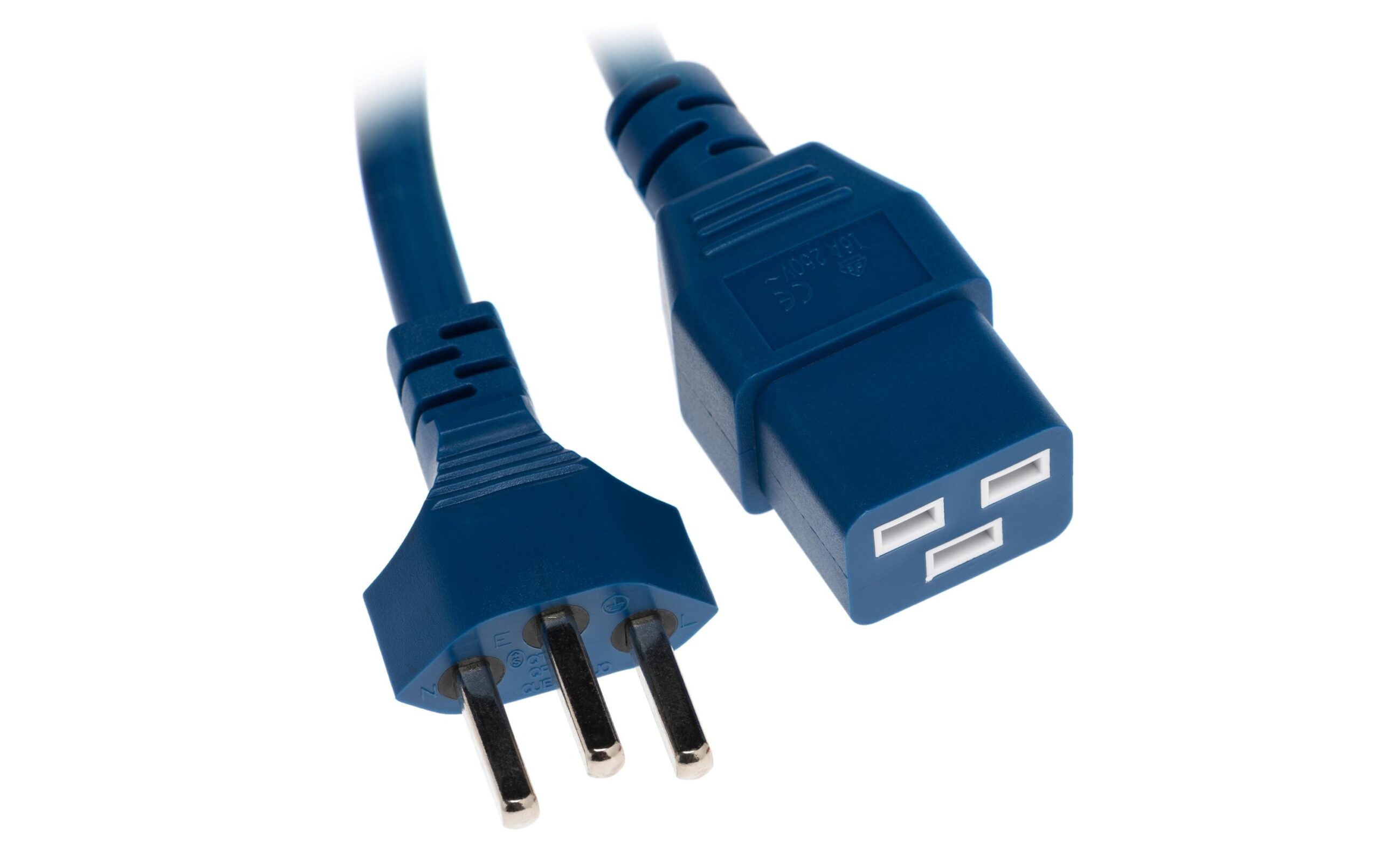715913 - Mediatech Netzkabel T23 - C19, blau 3.6m Kabel, H05VV-F 3G1.5mm