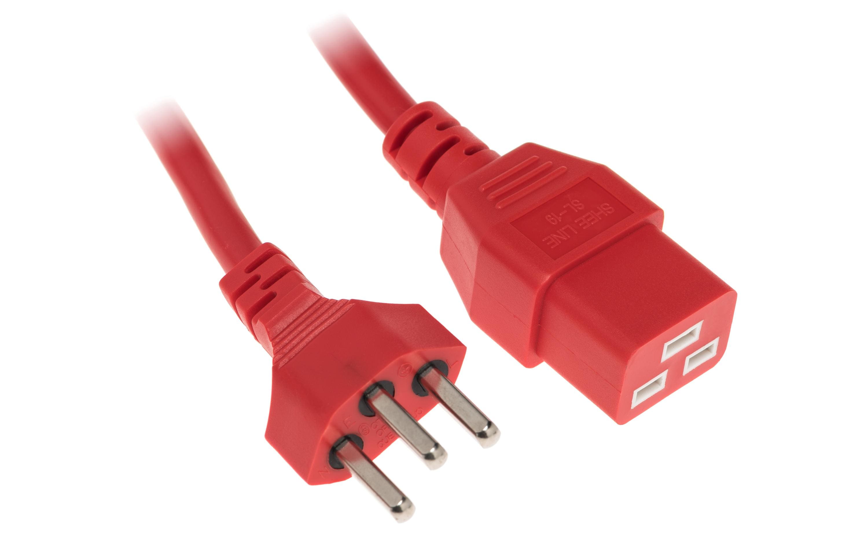 715920 - Mediatech Netzkabel T23 - C19, rot 3.6m Kabel, H05VV-F 3G1.5mm