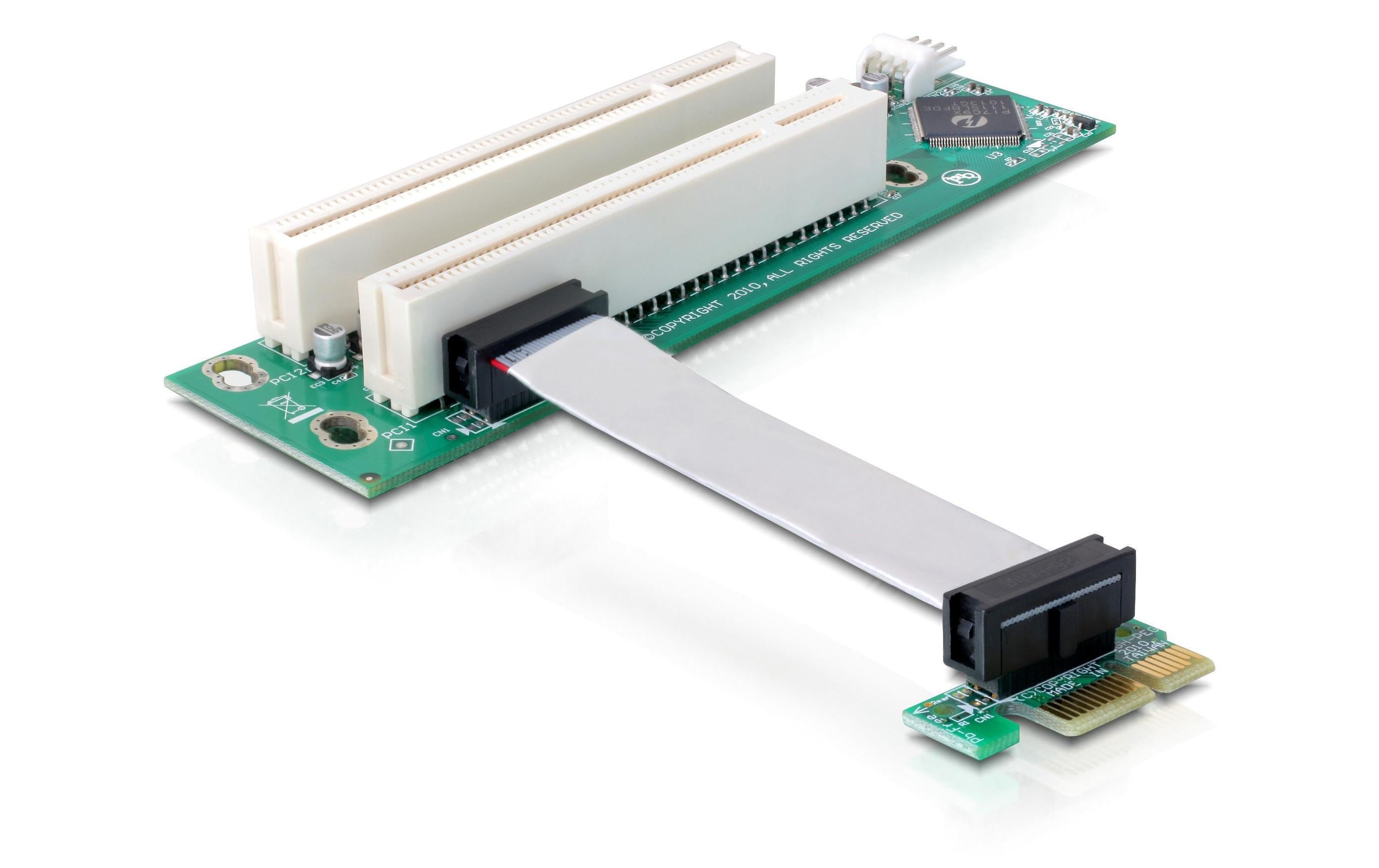 Delock PCI-E Riser, x1 zu 2x32+Floppy 4pin benötigt freien PCI-Express x1 Slot