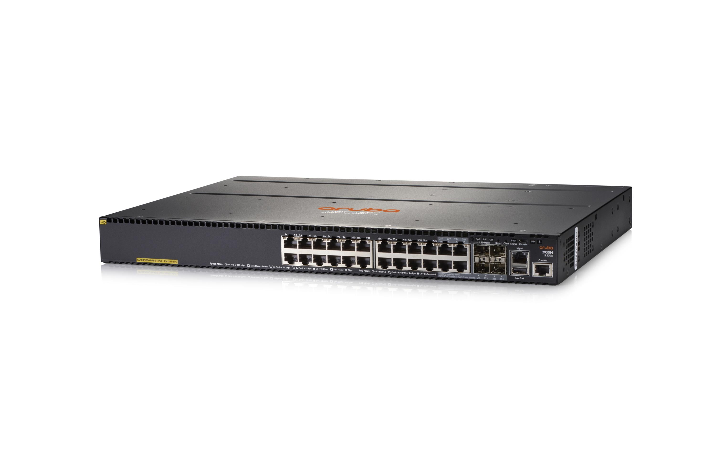 720490 - Mediatech HPE Aruba Networking HP 2930M-24G-PoE+: 24 Port L3 Switch Managed, 24x1Gbps, 1x expansion Slot kaufen | Mediatech.ch