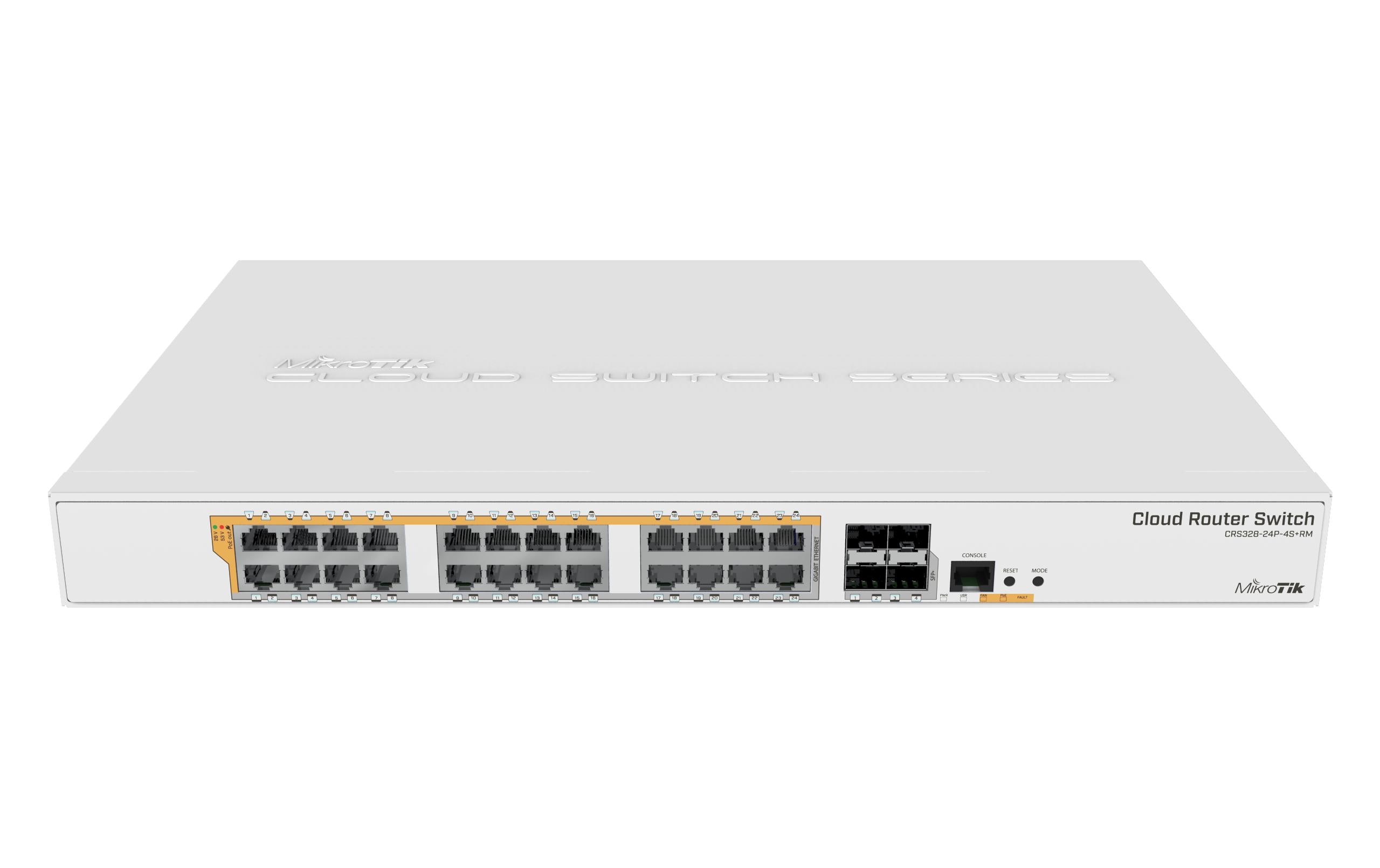MikroTik CRS328-24P-4S+RM: Smart PoE Switch 24x1Gbps, 4xSFP+, 19, 450W PoE Budget