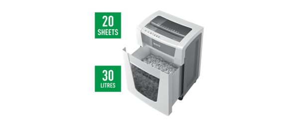 803011_2 - Mediatech Leitz Aktenvernichter IQ Office Pro P-4, 20 Blatt, grau/weiss