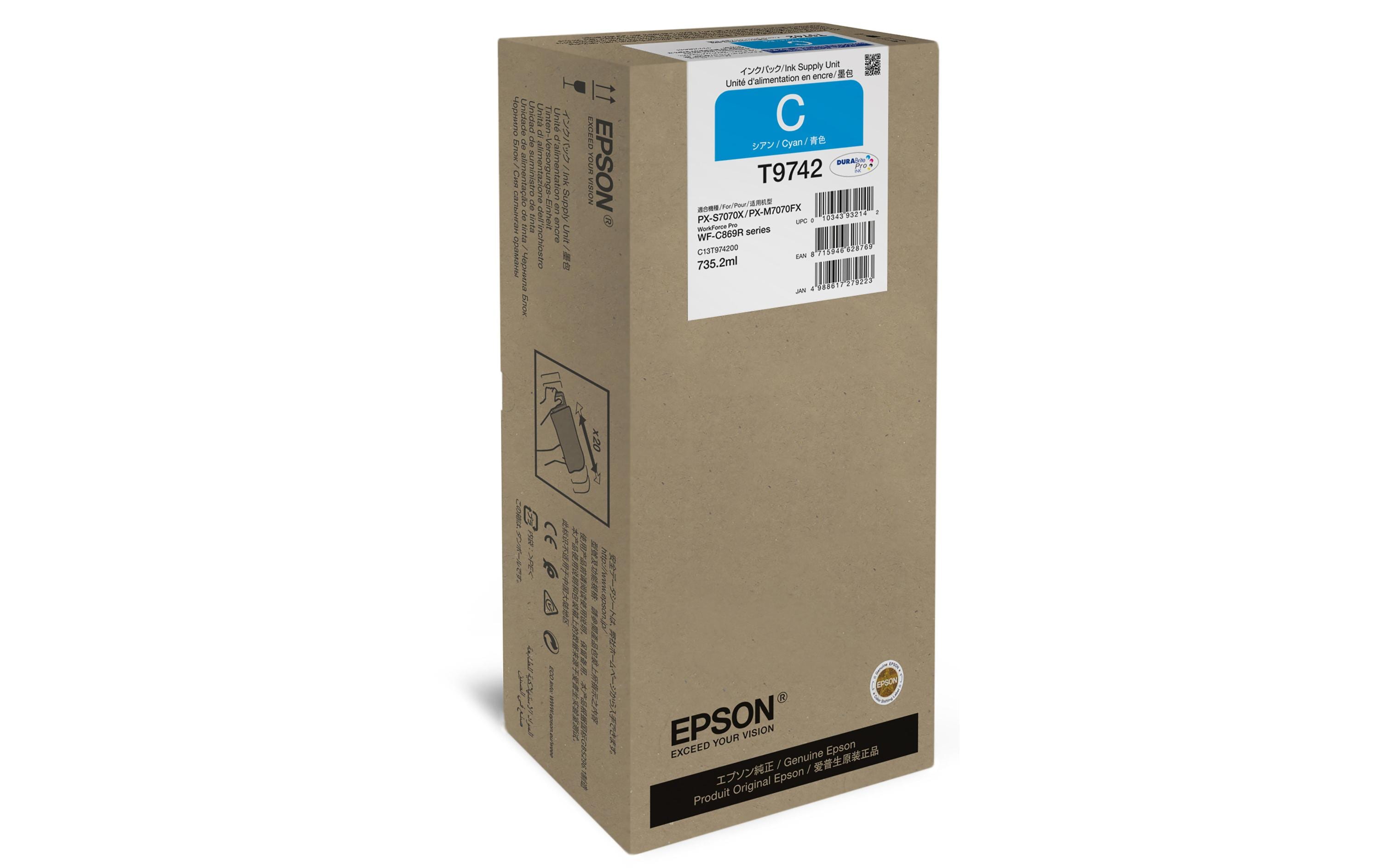 Tinte Epson C13T974200 Cyan, 735,2 ml 84.000 Seiten, zu WorkForce Pro WF-C869R