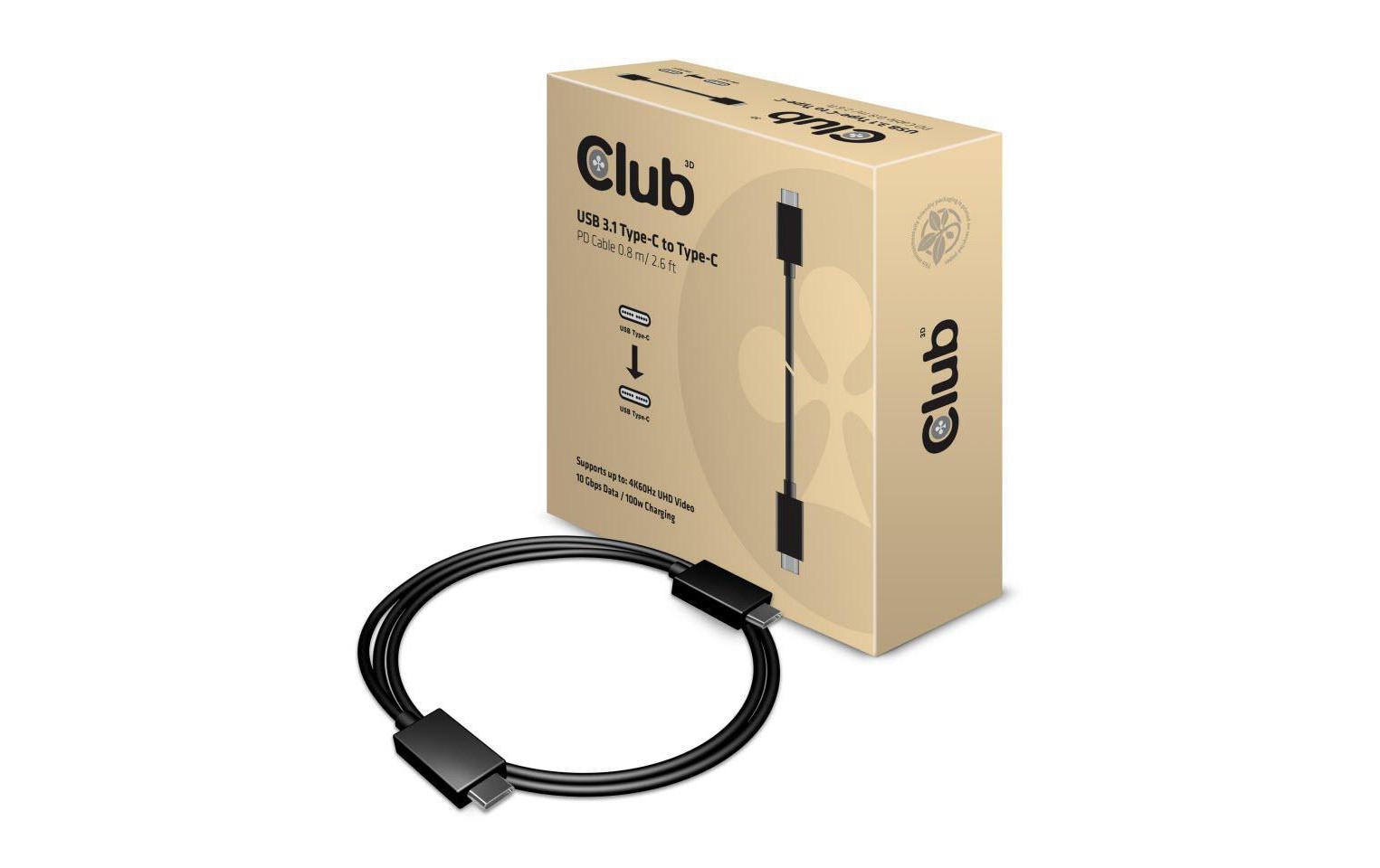 819931 - Mediatech Club 3D, USB 3.1 Typ C 10Gbps 4K60Hz Kabel, 0.8 Meter kaufen Schweiz | Mediatech.ch