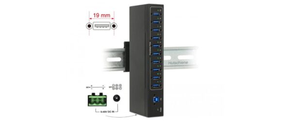 822114_3 - Mediatech Delock Industrie USB HUB 10x Ports USB 3.0 Typ-A mit 20 kV ESD Schutz
