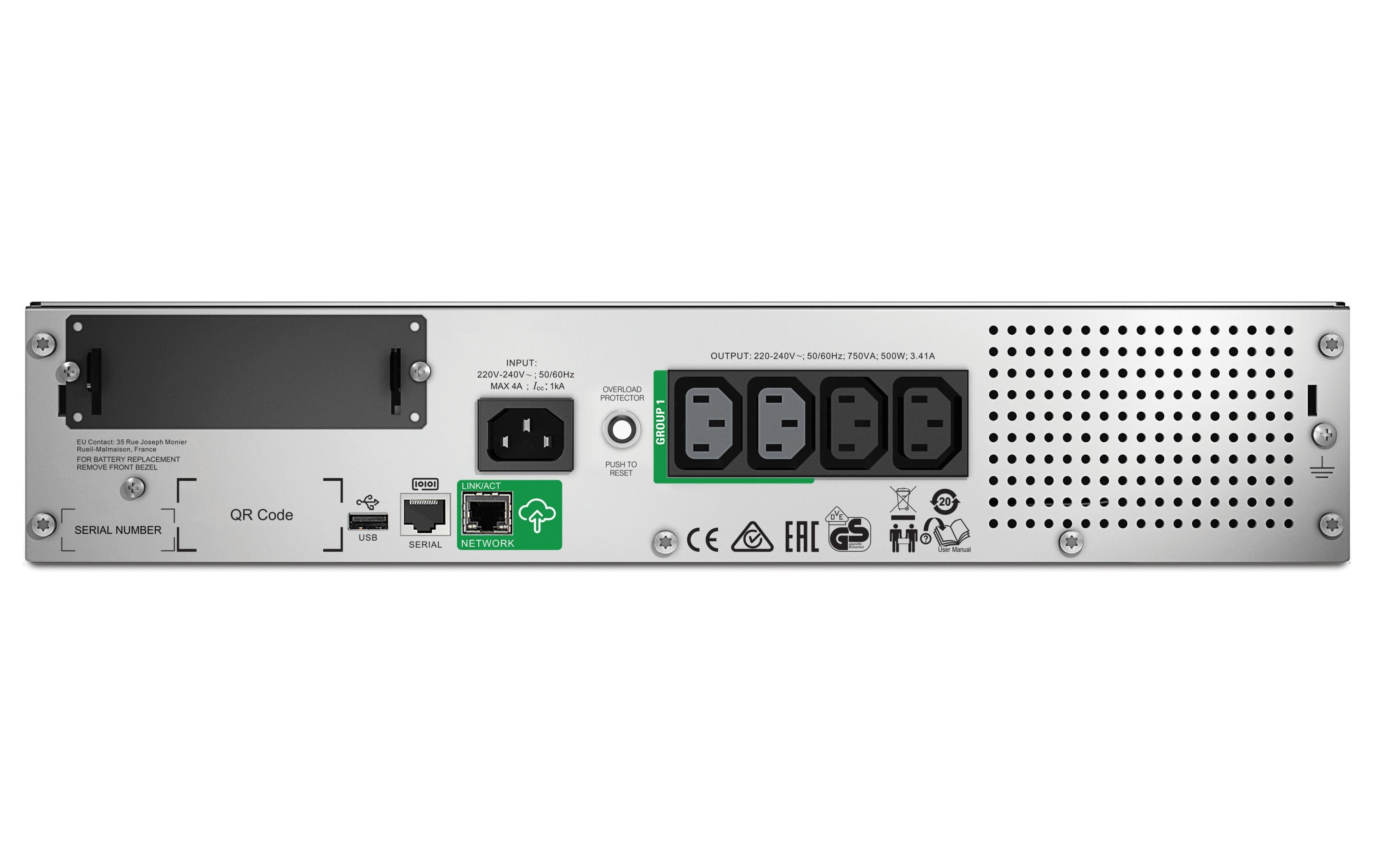 829307_1 - Mediatech APC USV SMT750RMI2UC, 750VA/500W 2HE Rack, Line-Interactive