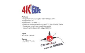 849584_4 - Mediatech Club 3D, HDMI 2.0 UHD Splitter 4 Port 4K60Hz