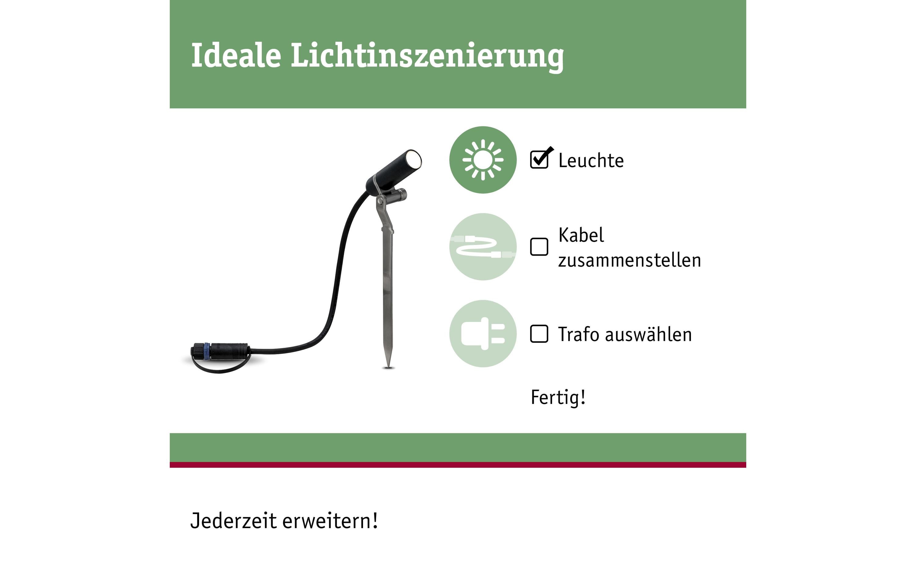 869416_1 - Mediatech Paulmann Gartenspot 3X 2.5W 200lm 3000K IP65, 45°, 24V, Schwarz, Ausbau