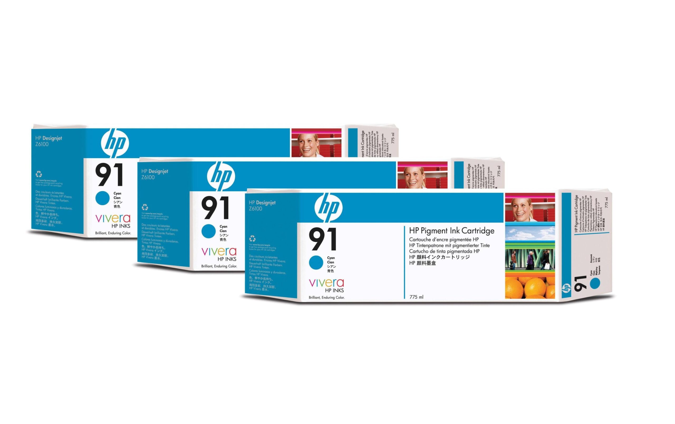 887610 - Mediatech HP Inc. HP Tinte Nr. 91 - Cyan (C9483A) 3er-Pack, 775ml kaufen | Mediatech.ch