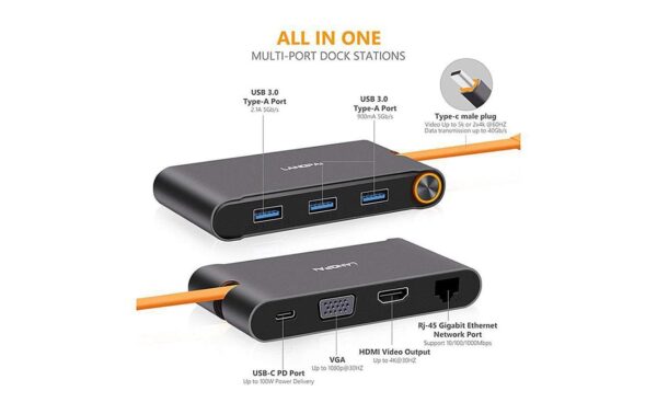 898392_3 - Mediatech EXSYS EX-1220HM, Dockingstation 1x USB-C, 2x USB-A, 1x VGA, 1x HDMI,1x RJ45