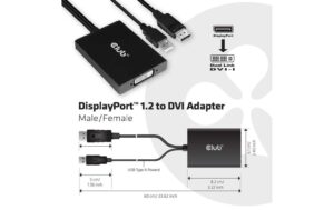Club 3D, Adapterkabel DP auf DVI-I DL aktiv, L= 600 mm