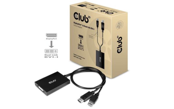 Club 3D, Adapterkabel DP auf DVI-I DL aktiv, L= 600 mm