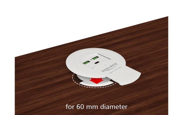 952090_2 - Mediatech Delock 64065 USB-Hub für Tischeinbau 2x USB-Typ-A, 1x USB-C