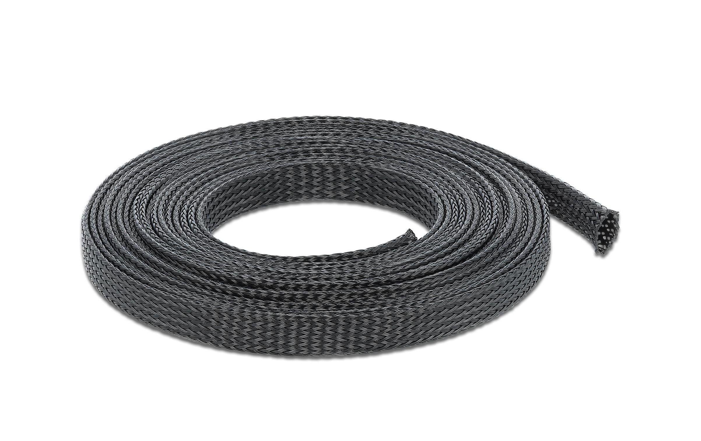 958076 - Mediatech Delock Geflechtskabelschlauch, 5mx12mm, sw dehnbar,schneidbar,hitzebeständig