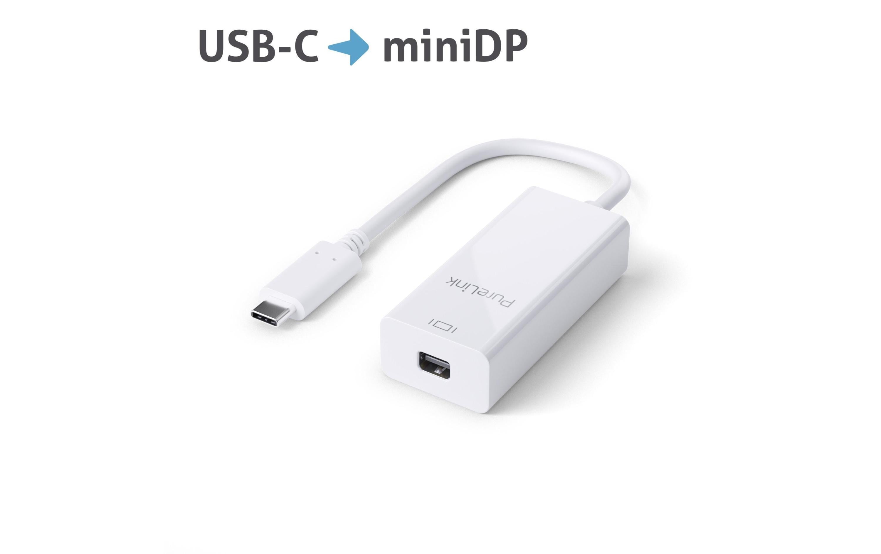 973561_1 - Mediatech PureLink Premium Adapter USB Typ-C-Mini DP 4K bis 60Hz, Mini Displayport, 10cm, Weiss